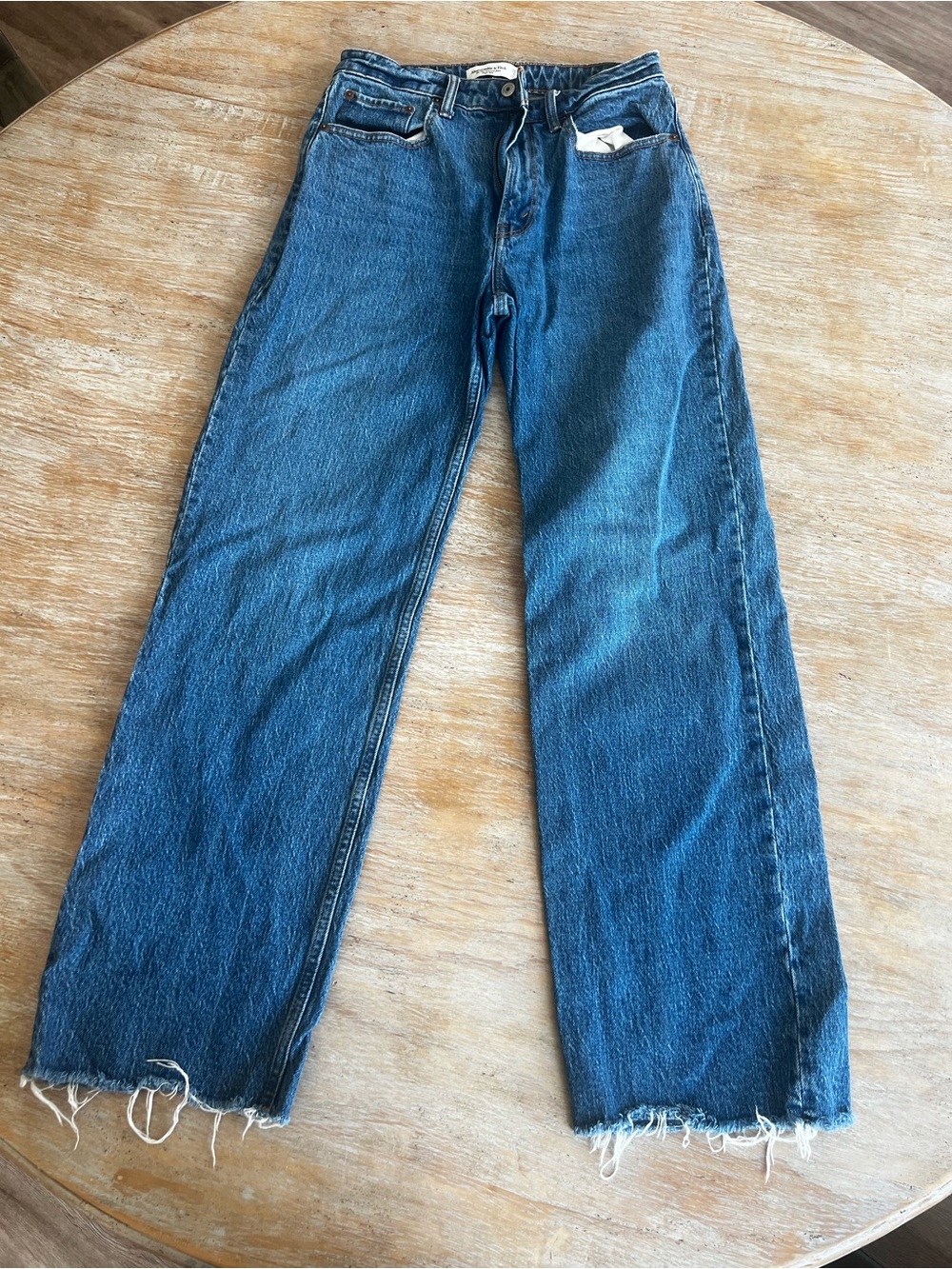 Abercrombie & Fitch Women's Straight-Leg Jeans in Blue Wash